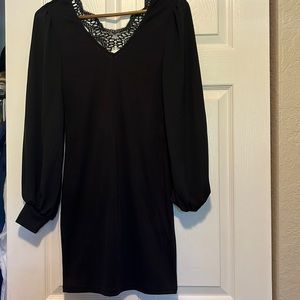 Black Long sleeve mini dress with lace backing